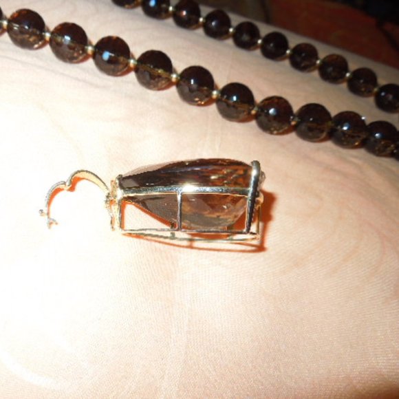 NWOT Smoky Quartz Bead Necklace & Enhancer - Picture 6 of 8